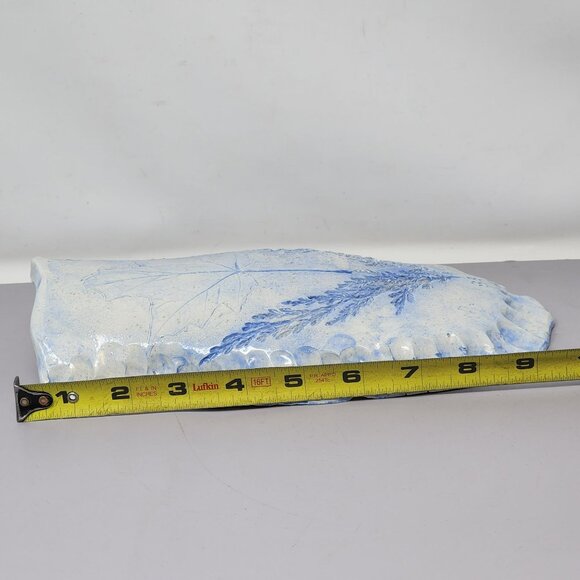 Vintage Hand Made Blue Leaf & Fern Wall Hanging Art Piece Ceramic - Picture 8 of 9